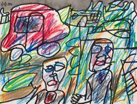 Paysage à l’automobile rouge by Jean Dubuffet contemporary artwork works on paper, drawing