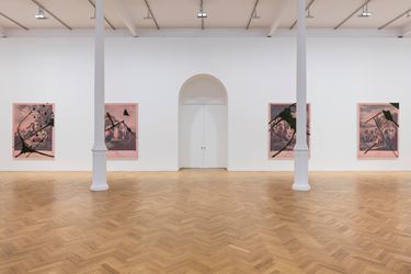 Exhibition view: Julian Schnabel, The re-use of 2017 by 2018. The re-use of Christmas, birthdays. The re-use of a joke. The re-use of air and water., Pace Gallery, London (17 May–22 June 2018). Courtesy Pace Gallery.