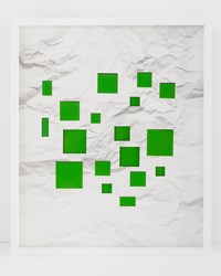 Handmade: Untitled Crumpled Paper Green Squares by Vik Muniz contemporary artwork mixed media