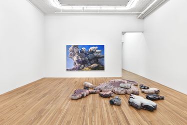 Exhibition view: Goshka Macuga, When ice melts in a glass of water, Andrew Kreps Gallery, 22 Cortlandt Alley, New York (17 May–17 June 2024). Courtesy Andrew Kreps Gallery.