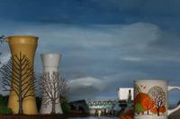 Water Cooling Towers (autumn) by Elaine Campaner contemporary artwork painting