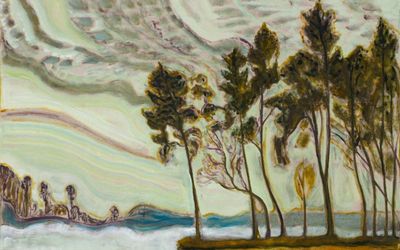Billy Childish, trees, morning, (2022) (detail). Oil and charcoal on linen. 183 x 152.5 cm. Courtesy Lehmann Maupin. Photo: Richard Österlund.