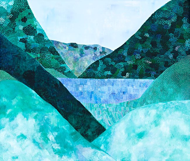 Landscape (Hills and Blue Lake) by Sally Ross contemporary artwork