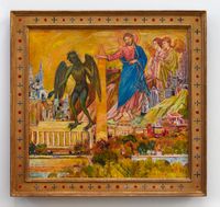 The Temptation of Christ in America (After Duccio) by Keith Mayerson contemporary artwork painting, works on paper