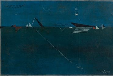Contemporary art exhibition, Ganesh Haloi, Re-citations: rhymes about land, water and sky // Six Decades of Painting at Kiran Nadar Museum of Art, New Delhi, India