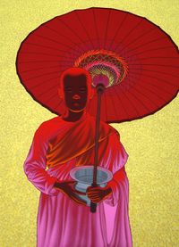 Nun with Umbrella by Min Wae Aung contemporary artwork painting
