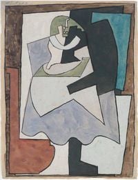 Nature morte sur un guéridon (guitare et coupe de fruits) by Pablo Picasso contemporary artwork