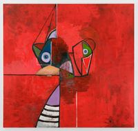 Red Portrait Composition by George Condo contemporary artwork painting
