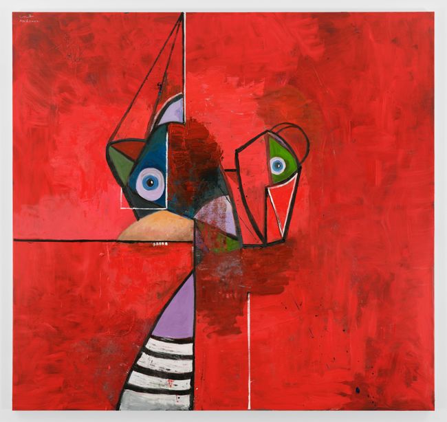 Red Portrait Composition by George Condo contemporary artwork