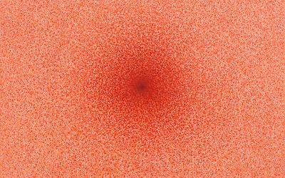 Richard Pousette-Dart, Radiance Number 8 (Imploding Light Red) (1973–1974) (detail). Acrylic on linen. 228.6 × 228.6 cm. © 2019 Estate of Richard Pousette-Dart / Artists Rights Society (ARS), New York.