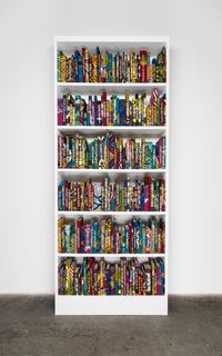 The African Library Collection: Filmmakers by Yinka Shonibare CBE (RA) contemporary artwork installation, mixed media, textile