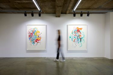 Exhibition view: Elliott Hundley, Working On Paper, 종이와 대화하면서, Baik Art, Seoul (20 May–19 June 2021). Courtesy Baik Art.