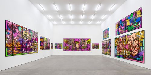 Exhibition view: Gilbert & George, THE PARADISICAL PICTURES, Sprüth Magers, Berlin (28 April–25 August 2021). © Gilbert & George. Courtesy Sprüth Magers. Photo: Ingo Kniest.