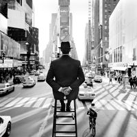 Man On Ladder in Times Square, New York, NY by Rodney Smith contemporary artwork photography