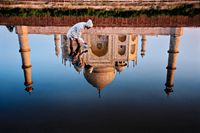 Reflection of the Taj Mahal, Agra, Uttar Pradesh, India by Steve McCurry contemporary artwork photography