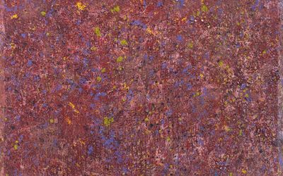 Sam Gilliam, Oak, Net and This! (2021) (detail). Acrylic on canvas, bevelled edge. 243.8 cm x 243.8 cm x 10.2 cm. © Sam Gilliam.