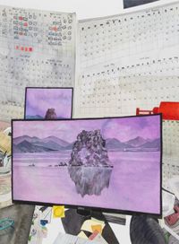 The Quiet Landscape View from Claudia’s Desk by John Ziqiang Wu contemporary artwork painting, works on paper