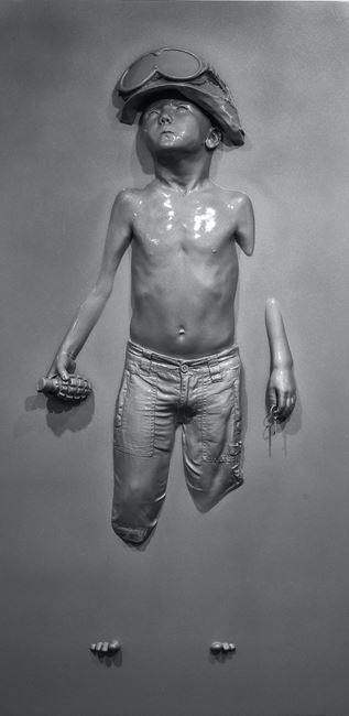 Panel Boy Soldier (Grey Prismatic) by Schoony contemporary artwork