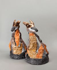A pair of Black Tailed Swamp Wallabies 3 by Peter Cooley contemporary artwork sculpture
