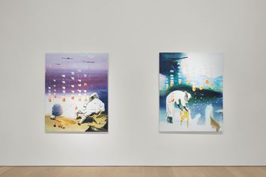 John Kørner, Apple Bombs, 2016, Exhibition view at Victoria Miro Mayfair, London. Courtesy the Artist and Victoria Miro. © John Kørner.