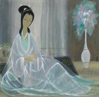 Lady in White by Lin Fengmian contemporary artwork painting, works on paper, drawing