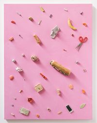 Untitled (sock, sandwich, scissors) by Scott Reeder contemporary artwork painting
