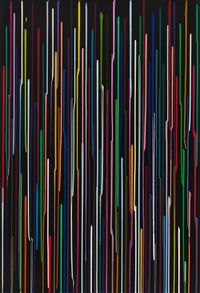 Staggered Lines: Ivory Black by Ian Davenport contemporary artwork painting, works on paper