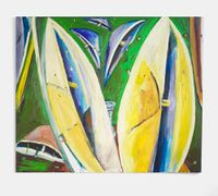 Calla Lilies (green and yellow) by Ken Taylor Reynaga contemporary artwork painting, works on paper