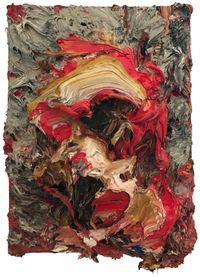 Small Self-Portrait in Red and Grey 2 紅灰⼩小幅⾃自畫像2 by Antony Micallef contemporary artwork painting