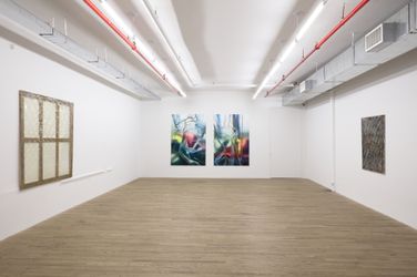 Exhibition view: Group Exhibition, Carla Accardi and Elisa Sighicelli, Andrew Kreps Gallery, 55 Walker Street, New York (4 December 2020–16 January 2021). Courtesy  the Archivio Accardi Sanfilippo, Artist, Andrew Kreps Gallery, New York, Bortolami Gallery, New York, and kaufmann repetto, New York and Milan. Photo: Kristian Laudrup.