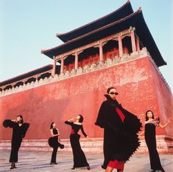 Fashion shoot at the Forbidden City with Song Huai-Kuei and Chinese models trained by her, 1980s.Photo: © Yonfan