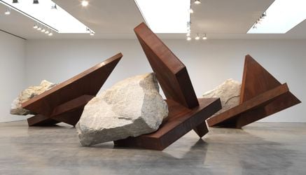 Exhibition view: Michael Heizer, Gagosian, West 21st Street, New York (3 March–16 April 2022). © Michael Heizer. Courtesy Gagosian. Photo: Rob McKeever.   