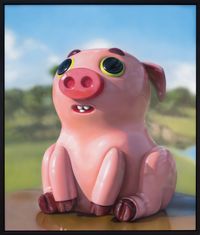 Pig on landscape by César Piette contemporary artwork painting