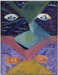 Four eyes, purple skies by Layla Rudneva-Mackay contemporary artwork painting, works on paper
