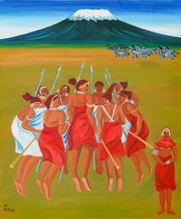 Masai Dance at Kilimanjaro by Jung Kangja contemporary artwork painting