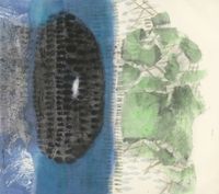 冷月浸雲 Moon Among the Clouds by Lee Chung-Chung contemporary artwork painting, works on paper, drawing