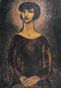 A Female Portrait in Night Sky by Mao Xuhui contemporary artwork painting, works on paper