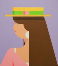 Woman with Straw Hat by Leonhard Hurzlmeier contemporary artwork painting