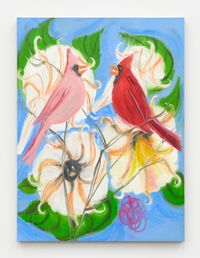Little Portrait on Two Cardinals (after Picabia), 2021 by Ann Craven contemporary artwork painting, works on paper