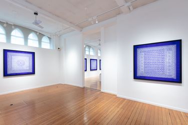 Exhibition view: Rachid Koraïchi, Celestial Blue, October Gallery, London (7 March–13 April 2024). Courtesy October Gallery.