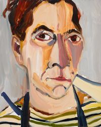 Lockdown Self-Portrait in Stripes by Chantal Joffe contemporary artwork painting