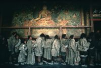 Visitors to the holiest temple, Jokhang, on Tibetan New Year's Day, Lhasa, Tibet by Hiroji Kubota contemporary artwork photography