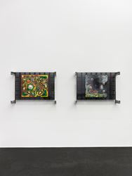 Exhibition view: Simon Denny, Games of Decentralized Life, Galerie Buchholz, Cologne (18 April–16 June 2018). Courtesy Galerie Buchholz.