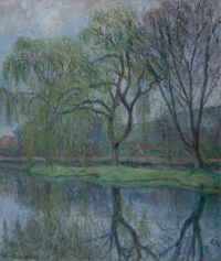 Les grands arbres à l'étang (Giverny) by Blanche Hoschede-Monet contemporary artwork painting