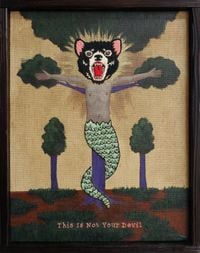 This is my God, not your devil by Koichiro Takagi contemporary artwork painting, mixed media, textile