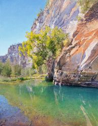 A.J. Taylor, Fig and Green Pool, Carnarvon Gorge (2022). Oil on board, 198 x 153 cm. Courtesy Martin Browne Contemporary. 