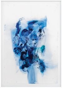 Untitled blue 2 by Tosh Basco contemporary artwork painting, works on paper
