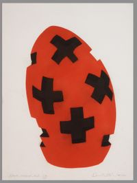 Black crossed red egg by David Nash contemporary artwork print