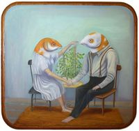 Watching the Plants with Heart (V) I Didn't Eat Your Tomato, Trust Me by Ant Ngai Wing Lam contemporary artwork painting