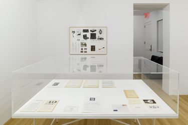 Exhibition view: Michael Oppitz, on Marcel Broodthaers, Galerie Buchholz, New York (27 January–25 February 2023). Courtesy Galerie Buchholz.